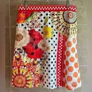 Multicolor Floral & Polka Dot Pencil Skirt